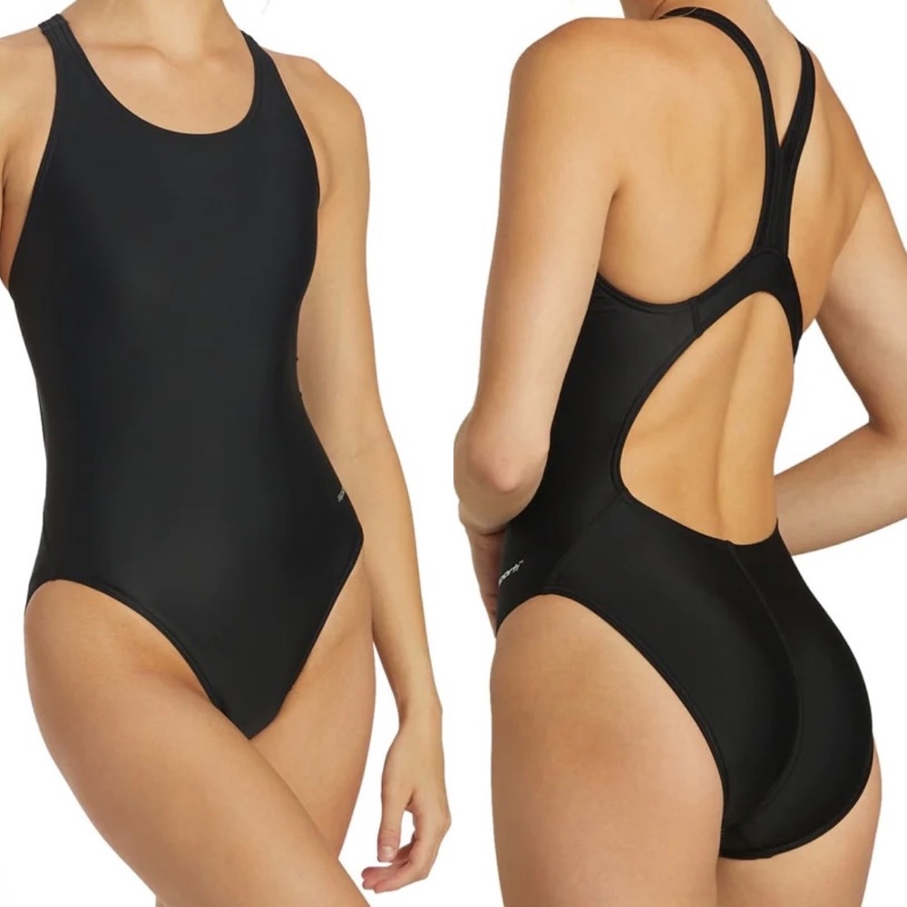 Swimmers Sporti Black Solid Wide Strap One Piece Swimsuit